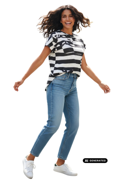 Estefania for woman, Damen-Shirt im maritimen Look mit Glitzerdetails