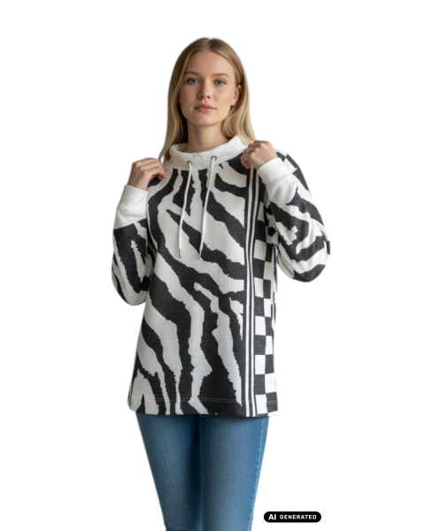 Estefania for woman, Pullover mit auffälligem Zebraprint