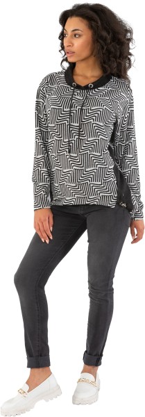Gio Milano, Pullover mit Stehbund und geschwungenen Linien