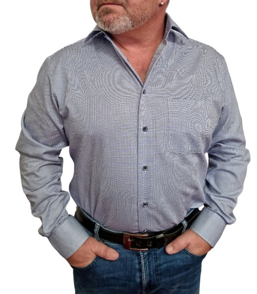 Eterna, Langarmhemd aus 100 % Baumwolle mit kleinem Karo - Modern Fit