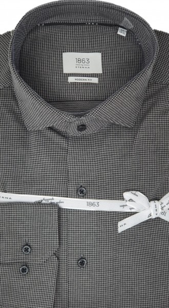 Eterna Langarm Hemd, Modern Fit, soft tailoring jersey, Strukturiert
