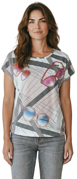 Gio Milano, modisches Shirt mit Sonnenbrillendesign