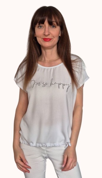 Estefania for woman, Blusenshirt " I´m so happy " mit Metallicprint