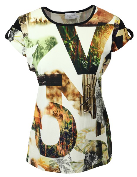 Estefania for woman Shirt im Sommerprint mit angeschnittenem Arm,144-1249