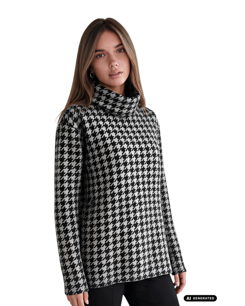 Gio Milano, Hahnentritt-Pullover – Look mit Wow-Effekt