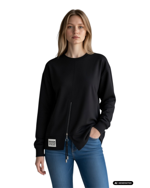 Gio Milano, Pullover mit verspieltem Zipper-Detail an der Vorderseite