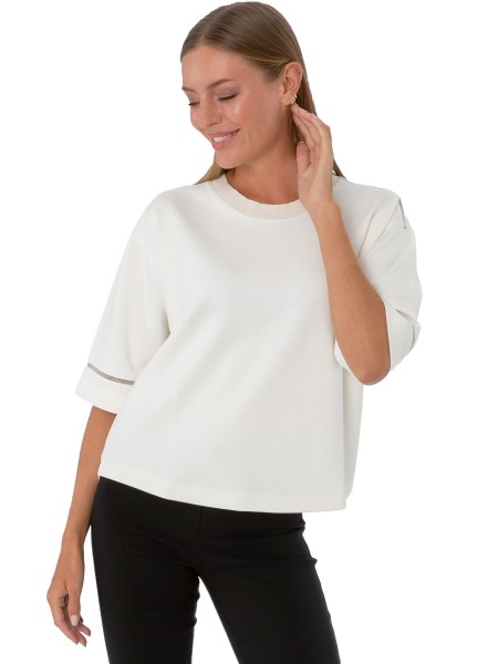 Estefania for woman, Shirt Rundhals mit Rippbündchen