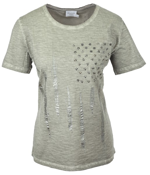 Estefania for woman,Shirt in wash-out Effect mit Sternen Applikationen,143-1131