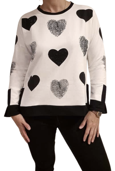 Estefania for woman, Sweatshirt mit Herzen und Strassbesatz