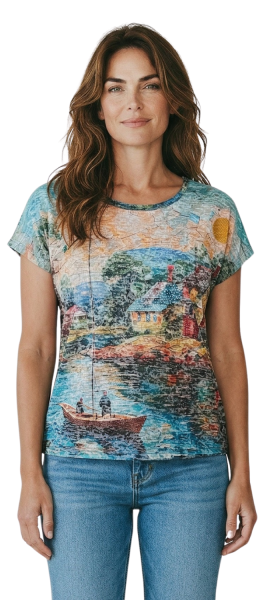 Gio Milano, Shirt mit landschaftlichem Design