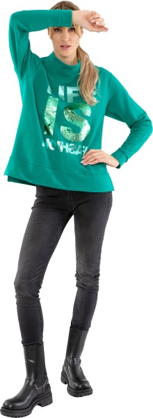 Estefania for woman, Pullover " Life is fashion " mit Pailletten und Metallic Print