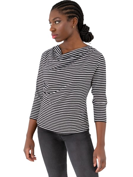 Gio Milano, Shirt 3/4 Arm mit Wasserfallkragen