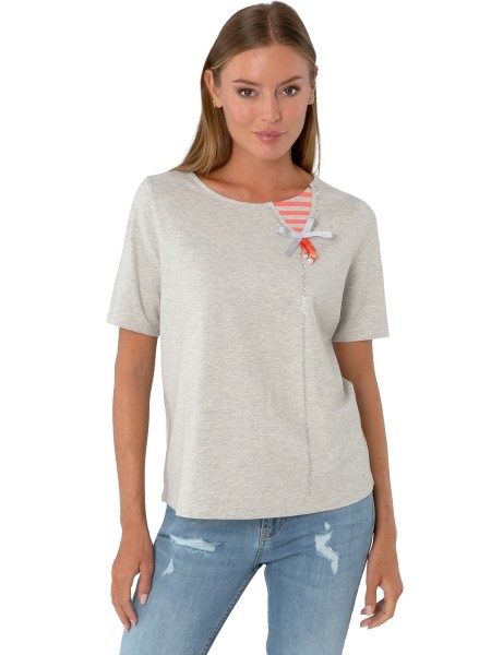 Estefania for woman, Shirt mit Schleife und Strassbesatz