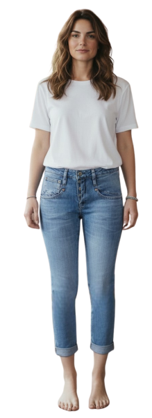 Herrlicher, Shyra Cropped Stretch Jeans mit halb verdeckter Knopfleiste