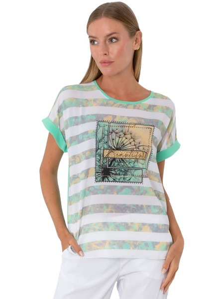 Estefania for woman, Shirt in Streifenoptik mit Strassbesatz