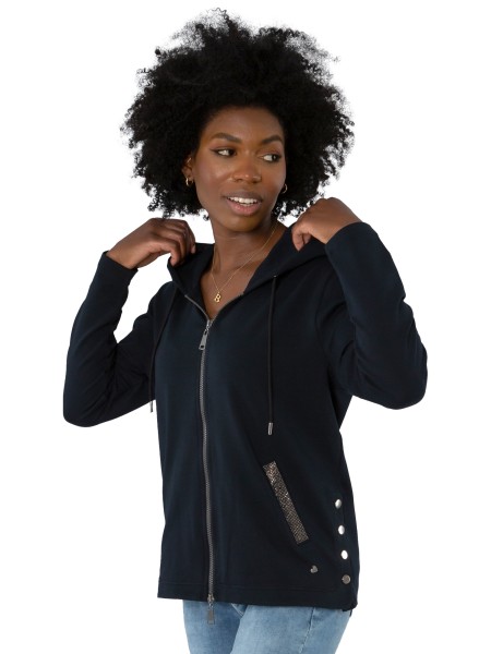 Gio Milano, Sweatjacke mit seitlichen Druckknöpfen und Strassbesatz