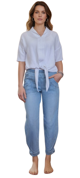 Stehmann, Rachell3-700W, lässige Powerstretch Jeans mit Faltendetails an den Taschen & Beinen