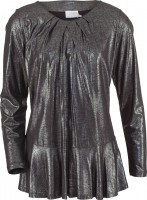 Estefania for woman, Shirt mit Schößchen und Glitzereffekt schwarz-silber / S