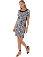 Estefania for woman, Kleid mit schwarzer Blende und Galonstreifen