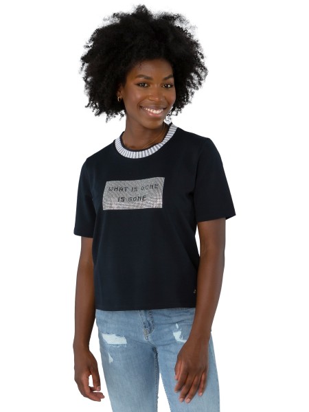 Gio Milano, Kurzarm-Sweatshirt mit Strassapplikationen