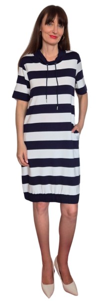Estefania for woman, Kleid gestreift und mit Stehbund