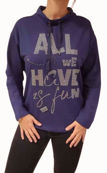 Gio Milano, Pullover "all we have is fun" mit Strassbesatz