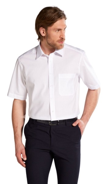 Eterna, unifarbenes Popeline Kurzarmhemd mit Brusttasche, Modern Fit