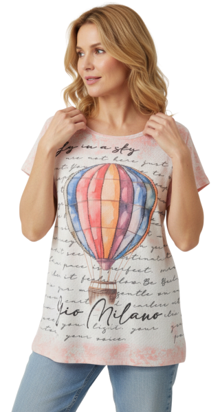 Gio Milano, Shirt mit farbenfrohen Heißluftballon-Print
