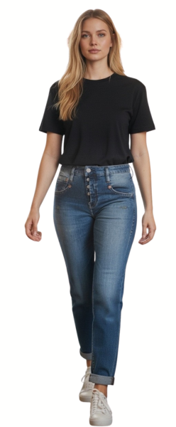 Herrlicher, Shyra Tap Destroy Jeans mit halbverdeckter Knopfleiste