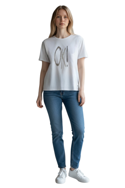 Gio Milano, Damenshirt mit Strass „OK!“