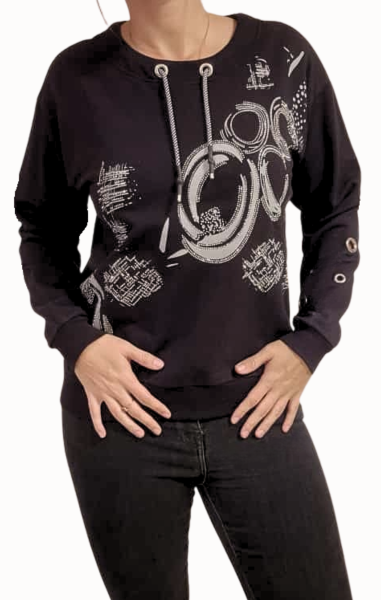 Estefania for woman, Pullover mit Strass und Lederimitat