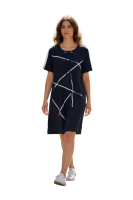 Gio Milano Kleid Marine mit Strass, Print & Tunnelzug