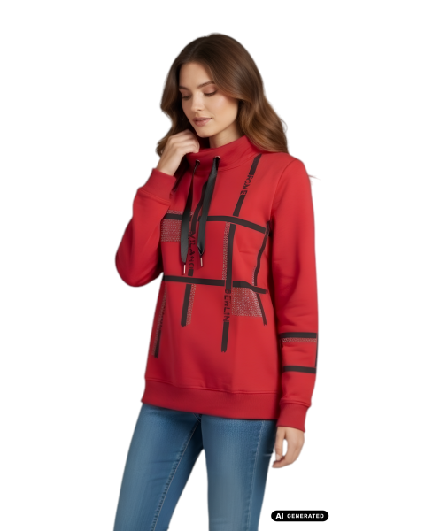 Estefania for woman, Pullover mit Strass & edlem Städte-Schriftzug