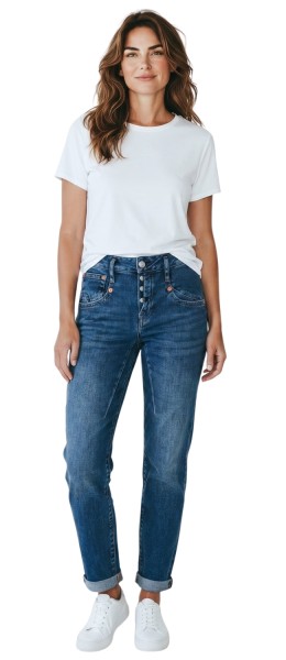 Herrlicher, Shyra Tap Boyfriend Jeans mit halb verdeckter Knopfleiste
