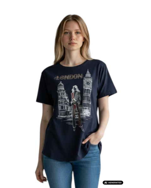 Estefania for woman Shirt mit edlem Statement-Print & Strass