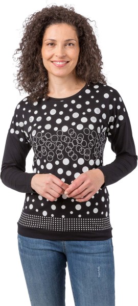 Estefania for woman, gemustertes Langarmshirt mit Strassapplikationen