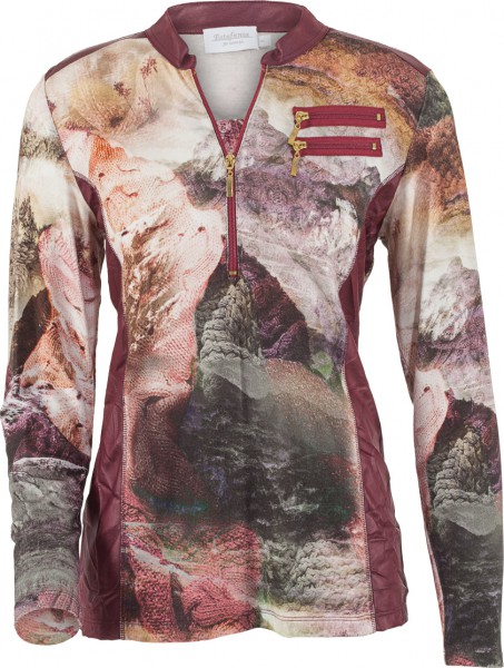 Langarm Shirt im Druck mit Lederimitat gepatscht