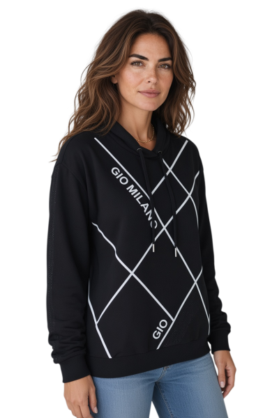 Gio Milano, Sweatshirt mit Logo-Details und Strassbesatz