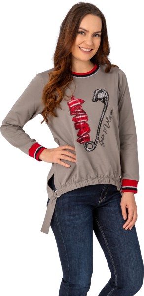 Gio Milano, Sweatshirt mit Strasssteinbesatz