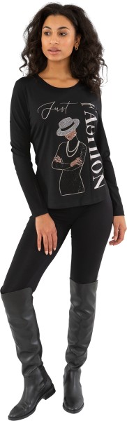 G29-1117, Shirt "just Fashion" mit Strassbesatz und in 3/4 Arm