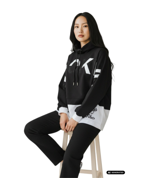 Gio Milano, Sweatshirt mit Stehkragen, Strass-Print & New York Vibes