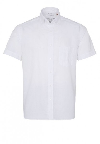 Eterna kurzarm Hemd, Regular fit, Upcycling Shirt, Leinen unifarben