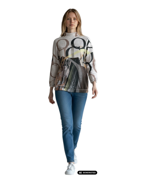 Estefania for woman, Pullover Buchstaben-Print und Glamour