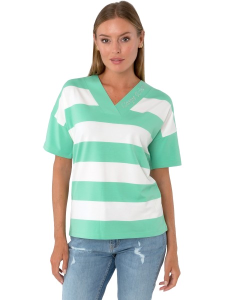 Estefania for woman, Shirt, "Carpe diem" in Ringel mit Strassbesatz