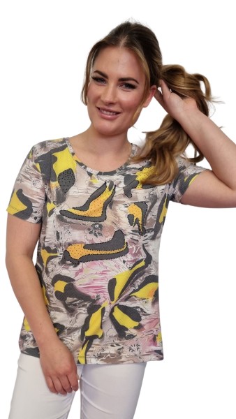 Estefania for woman, T-Shirt in floralen Allover-Print mit Strassbesatz
