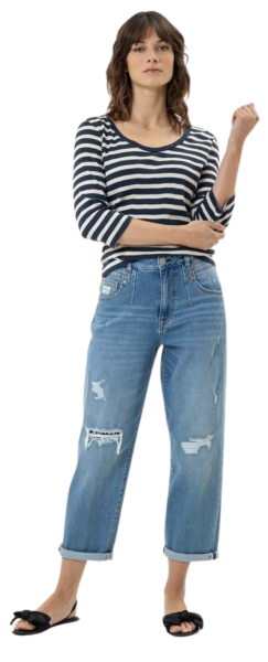 Herrlicher, Brooke High Waist Jeans mit Destroyed Finish