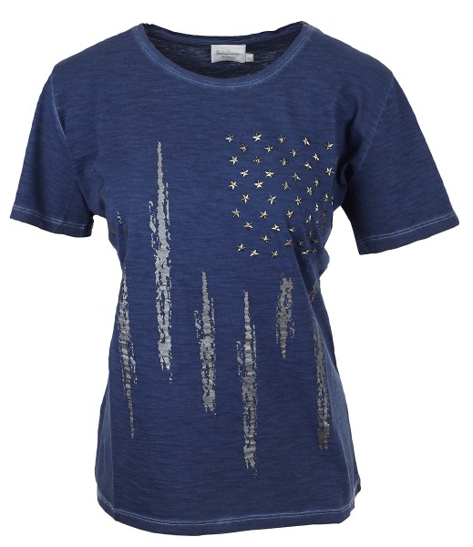 Estefania for woman,Shirt in wash-out Effect mit Sternen Applikationen,143-1131