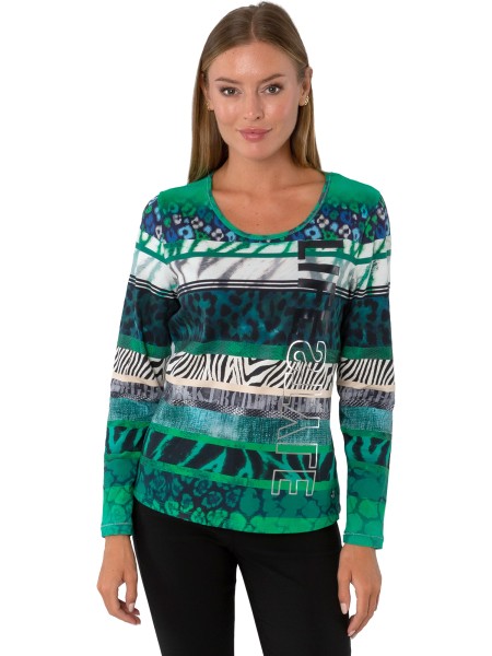 Gio Milano, Shirt "lifestyle" mit Animalmuster und Print