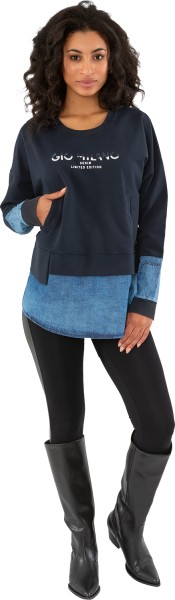 Gio Milano, Pullover mit Jeansbesatz