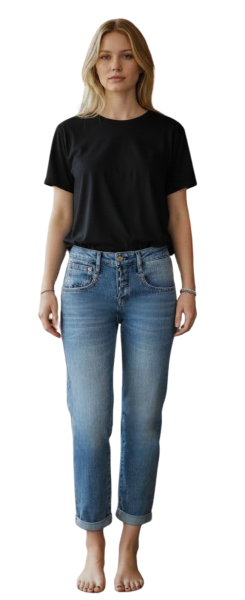 Herrlicher, Shyra Tap Boyfriend Jeans mit halb verdeckter Knopfleiste